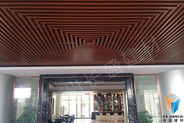 大堂木紋鋁方通吊頂效果圖 大堂木紋鋁方通吊頂效果圖